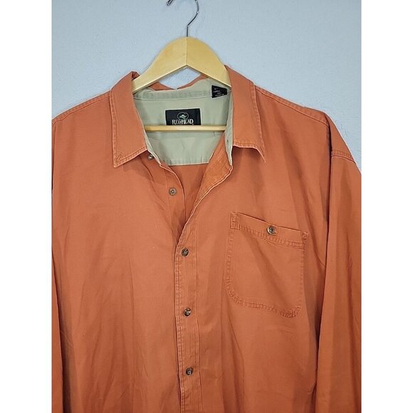 RedHead Shirt Mens 3XL Orange Long Sleeve Cotton Chore Work Button Up - Picture 3 of 7